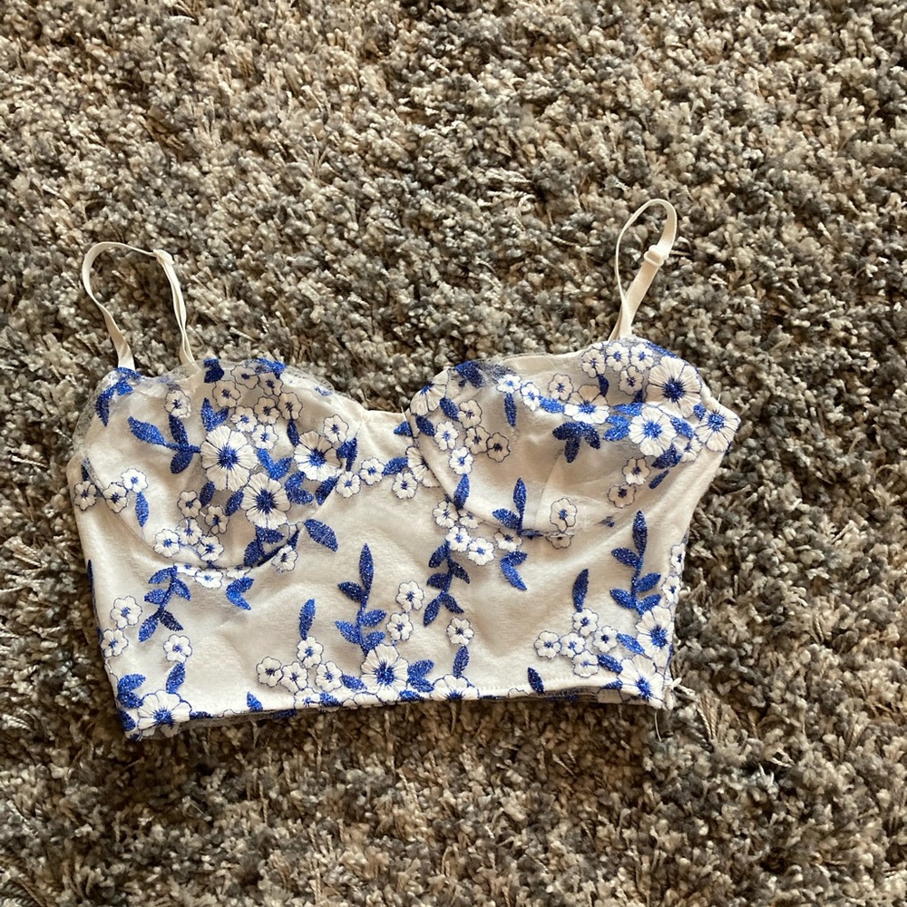 Shein detailed flower corset crop top